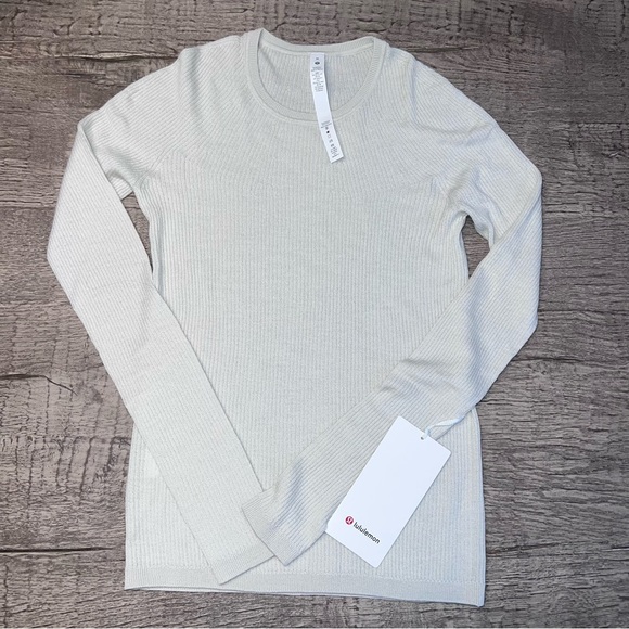 NWT Ribbed Wool-Silk-Blend Light Sweater BONE size S - Picture 6 of 7